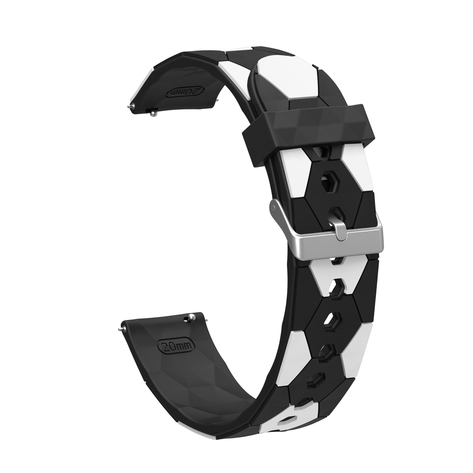 Football Style Silicone Watch Band, 20mm Universal Quick-Release, Soccer Texture, Stainless Steel Buckle, Compatible with Smartwatches