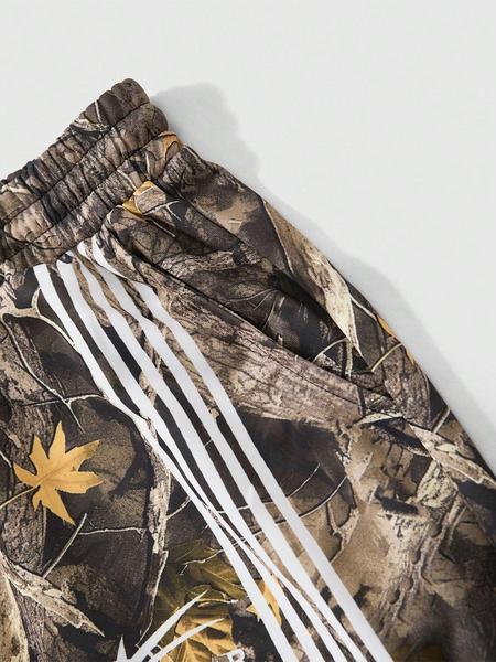 Men's Streetwear Striped Straight Leg Pants Set, Letter Print Design, Casual Hip Hop Style, Vintage American College Fashion