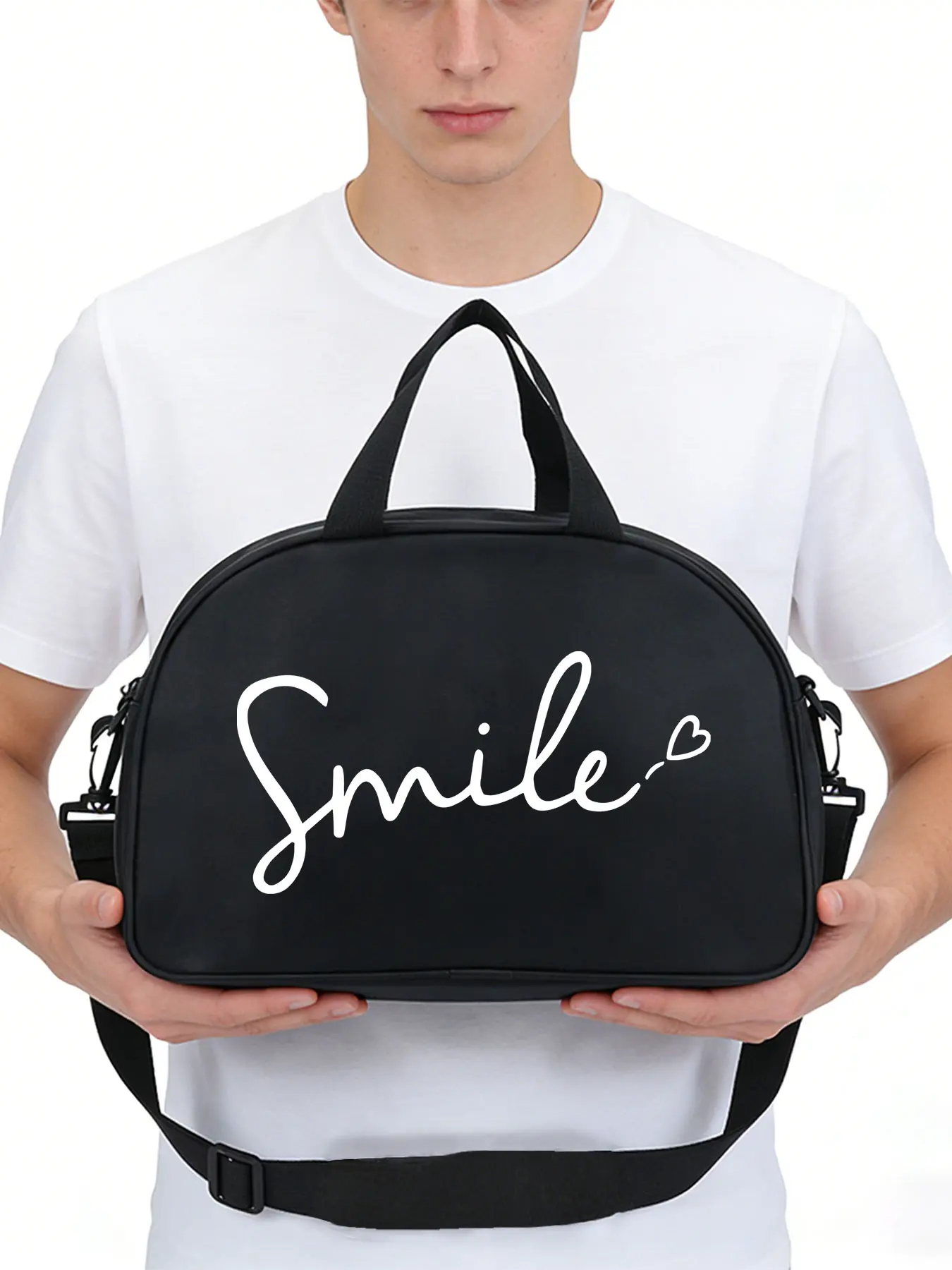 Smiling Heart Pattern Multi-functional crossbody bag, shoulder bag for daily sports,yoga and dance bag, travel accessory, convertible crossbody and hand-held design, casual style, perfect gift.