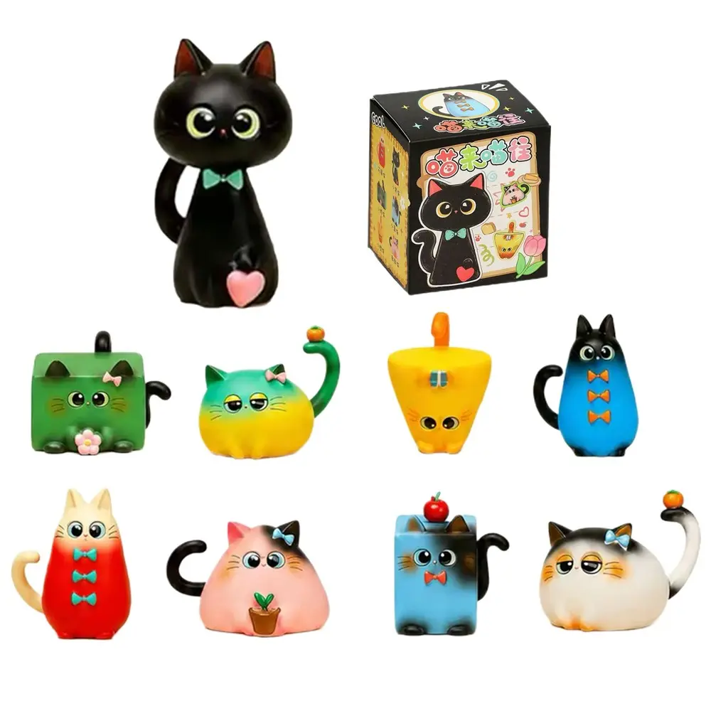 Meow Meow Blind Box Cat Figurines, Cute Resin Cat Collectible Toys, Kawaii Mini Cat Statues for Desk Decor, Adorable Fantasy Cat Figures for Girls, Students & Cat Lovers, Birthday, Halloween, Christmas, Valentine's Day Gifts