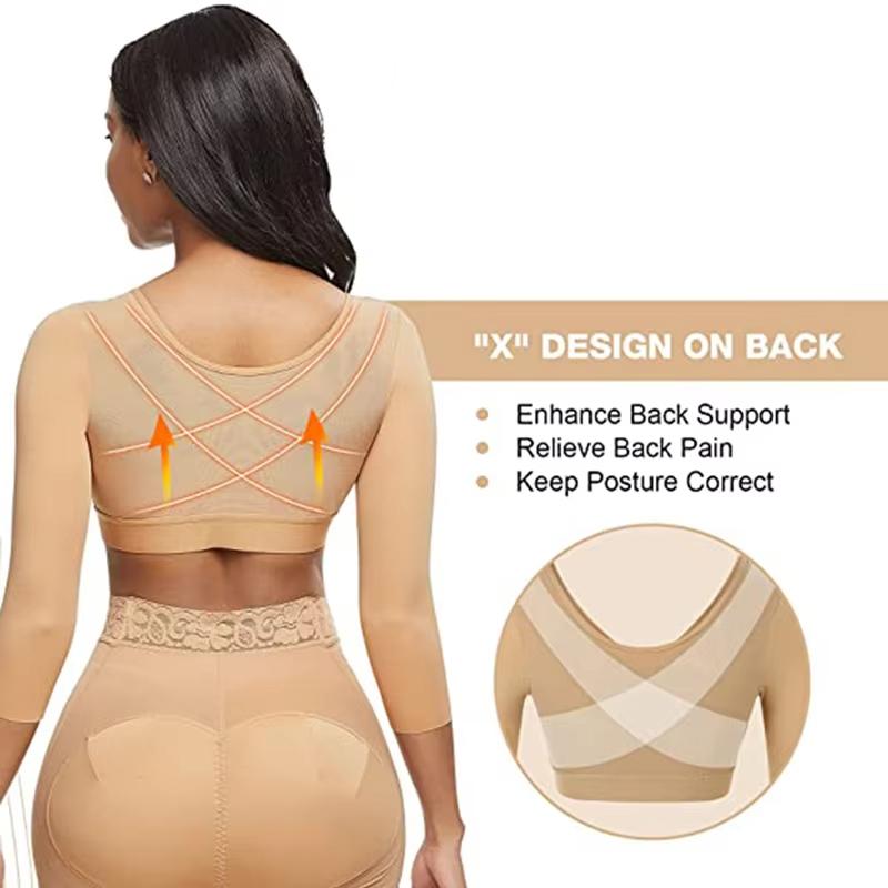 Arm Shaper for Women Post Surgery Arm Lipo Compression Sleeves Arm Front Closure Shapewear Bra