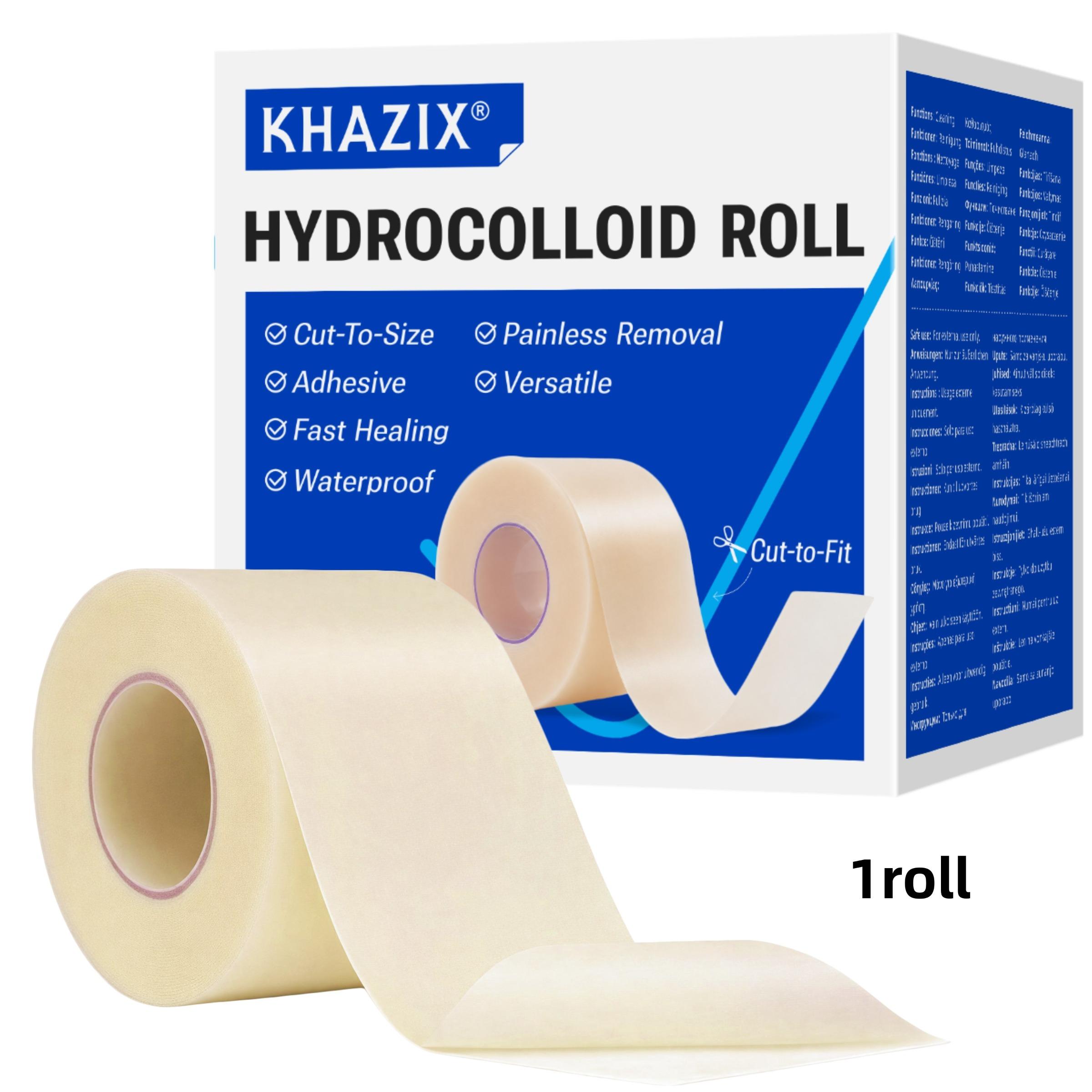 Khazix Hydrogel Bandage Roll 2in X 5ft, Cut-To-Fit Wound Dressing, Breathable Skin Cover, Hydrocolloid Bandage for Healing, Bandages For Wounds