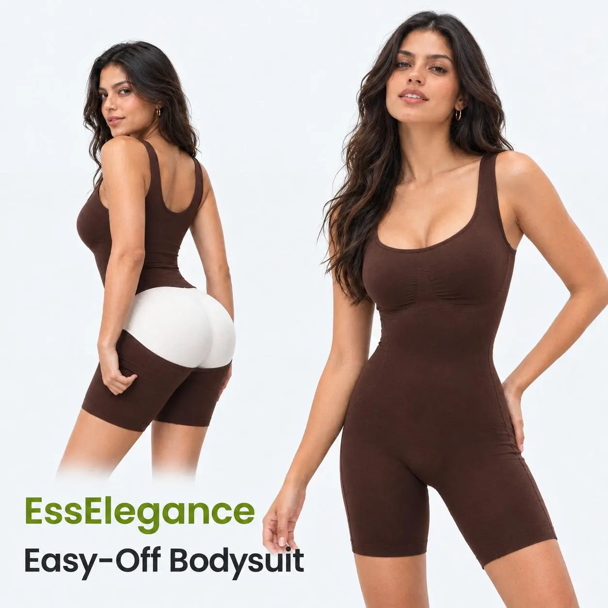 (EssElegance Easy-Off Bodysuit) Tummy Control Butt Lifter Faja Bodysuit Back Support Scrunch Back Open Design, Postpartum Recovery Full Body Shaper with Cotton Gusset, Colombian Fajas Everyday Wear for Women