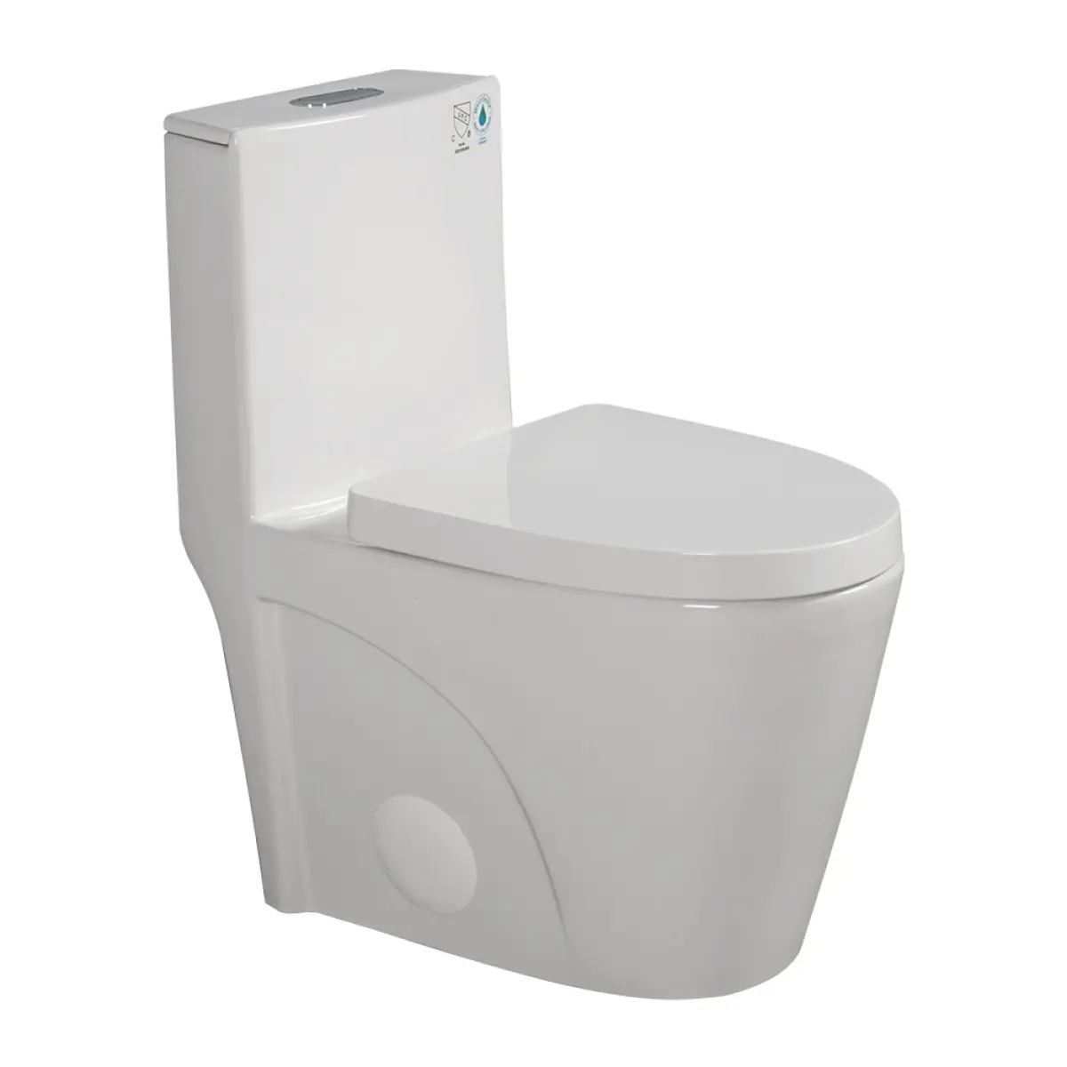 1-Piece Water-Efficient Dual-Flush Toilet, 1.1/1.60 GPF Elongated Comfort Height Floor-Mounted ADA Compliant Model with Included Soft-Closing Seat