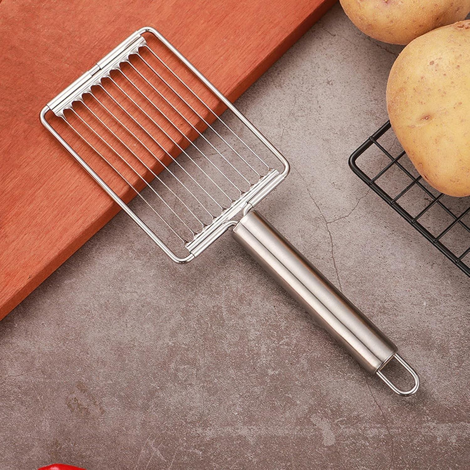 Stainless Steel Tomato Slicer, Manual Vegetable & Fruit Cutter with Ergonomic Handle, Multifunctional Egg Slicer & Kitchen Gadget for Perfect Slicing & Dicing, Ideal for Salads, Sandwiches, Breakfast Prep, Durable Construction