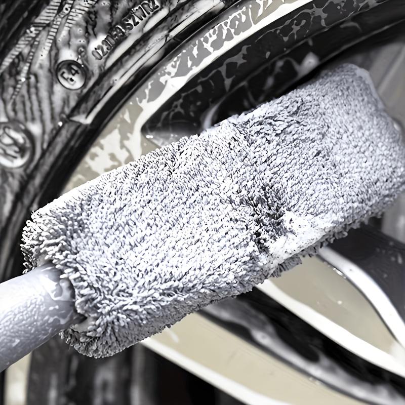 2PCS Ultra-fine Fiber Car Wheel Cleaning Brush, Scratch Free Wheel & Tire Brush, Bendable Deep Cleaning Tool, Suitable for Cars, Trucks, SUVs, Motorcycles - Ergonomic Handle, Washable, Reusable, Auto Detailing Supplies