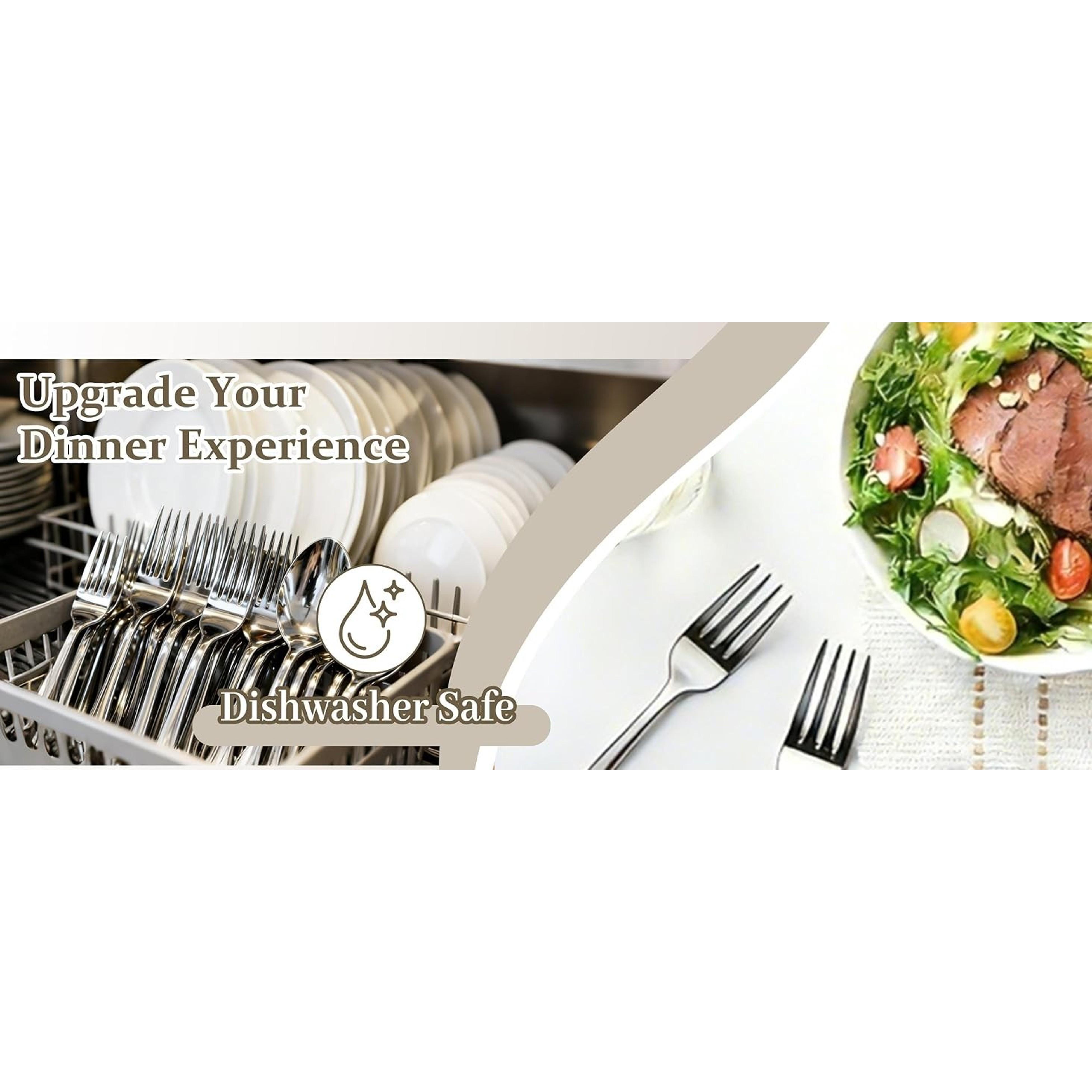 24-Piece Food Grade Stainless Steel Silverware Set - 12 Forks, 12 Spoons, Mirror Polished, Dishwasher Safe for Home, Restaurant Kitchen Utensils