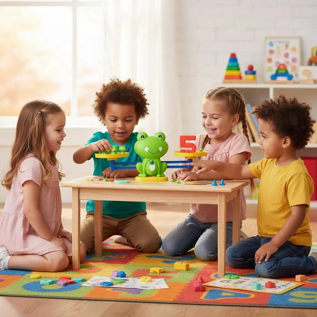 Plastic Frog Number Balance Math Toy, Cute Frogs & Balance Blocks, Early Education Puzzle for Logical Think. & Parent Play Training