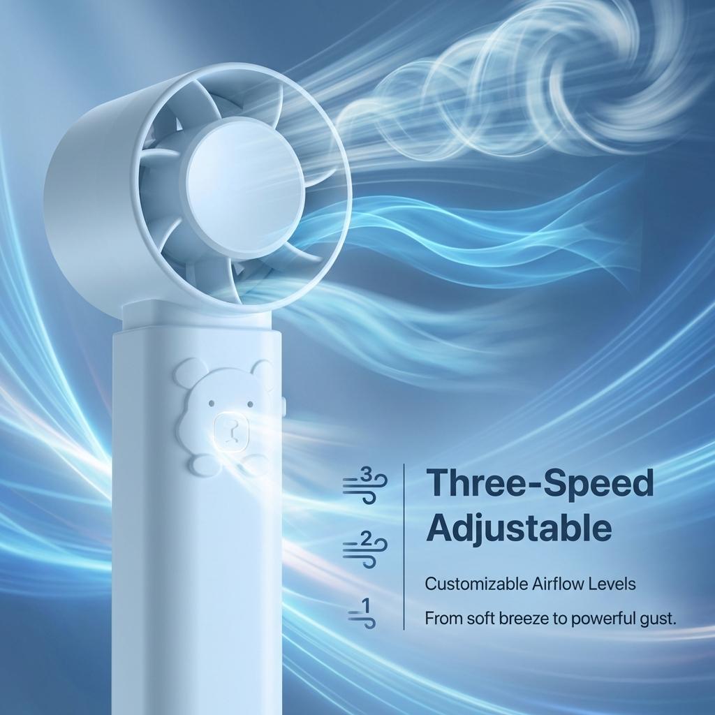 Cute Bear Handheld Fan with LED Light, 3 Speeds 5000mAh Portable Rechargeable Mini Fan,Quiet Camping Fan with Light for Tent, Hurricane Emergency Fan for Power Outage, Small PocketFan for Travel Outdoor Desk RV - Gifts for Her