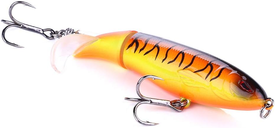 Topwater Fishing Lure Set - Whopper Popper, Floating Pencil Bait, Rotating Tail Lure with Storage Box for Bass, Fresh/Salt Water Fishing