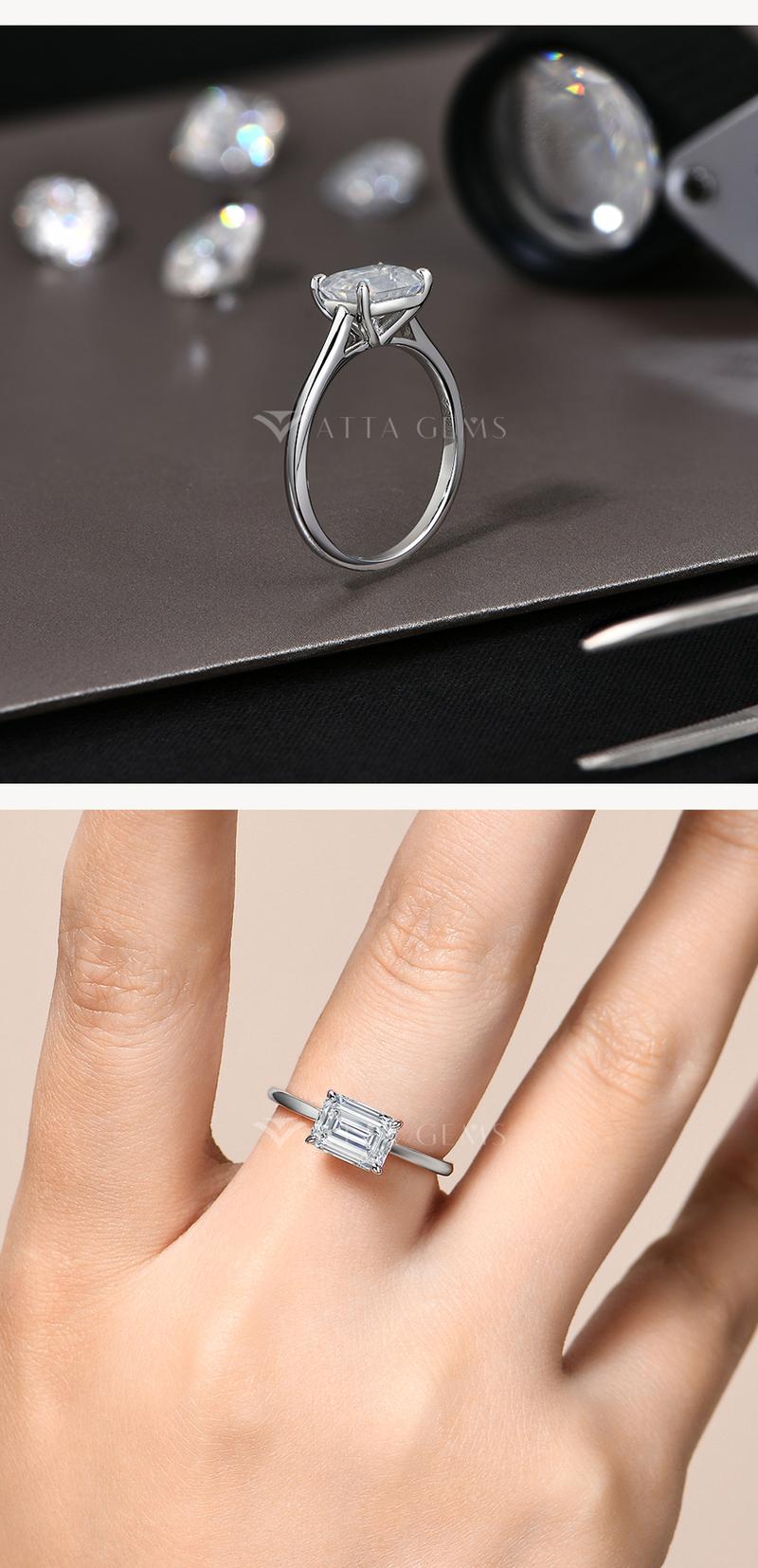 2CT Simple Style Synthetic Moissanite Ring for Women and girls Birthday Gift Daily wear Beautiful Jewelry R213