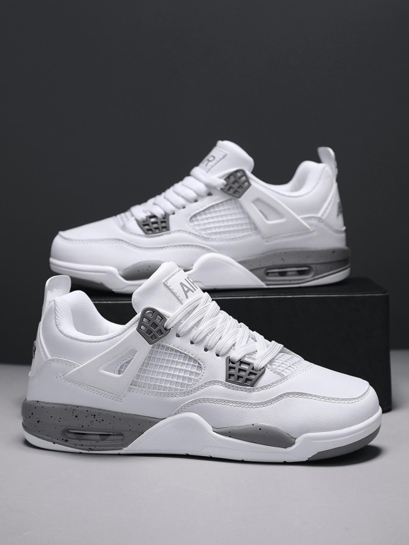 Breathable Leather Mesh Sport Shoes, Shock Absorption, Anti-Slip Sole, Unisex Basketball Shoes, Outdoor & Skateboarding Shoes