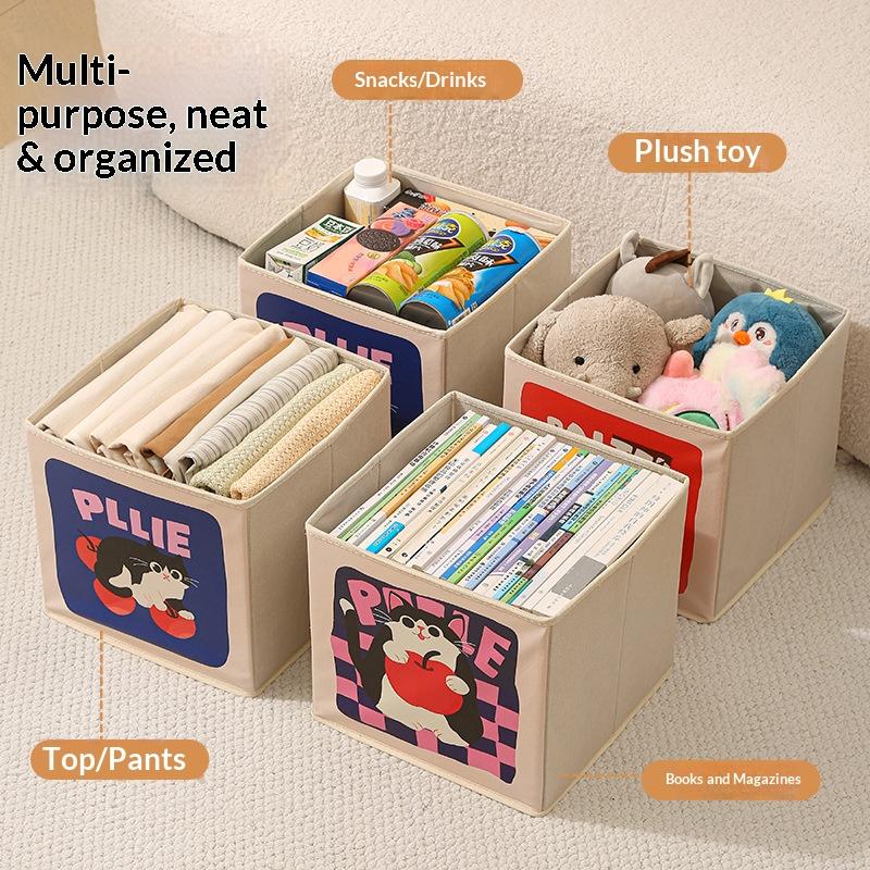 Cartoon Multifunctional Storage Box, Large Capacity Thick Fabric Moisture-Proof Organizer, Bedroom Clothing Magazine Holder