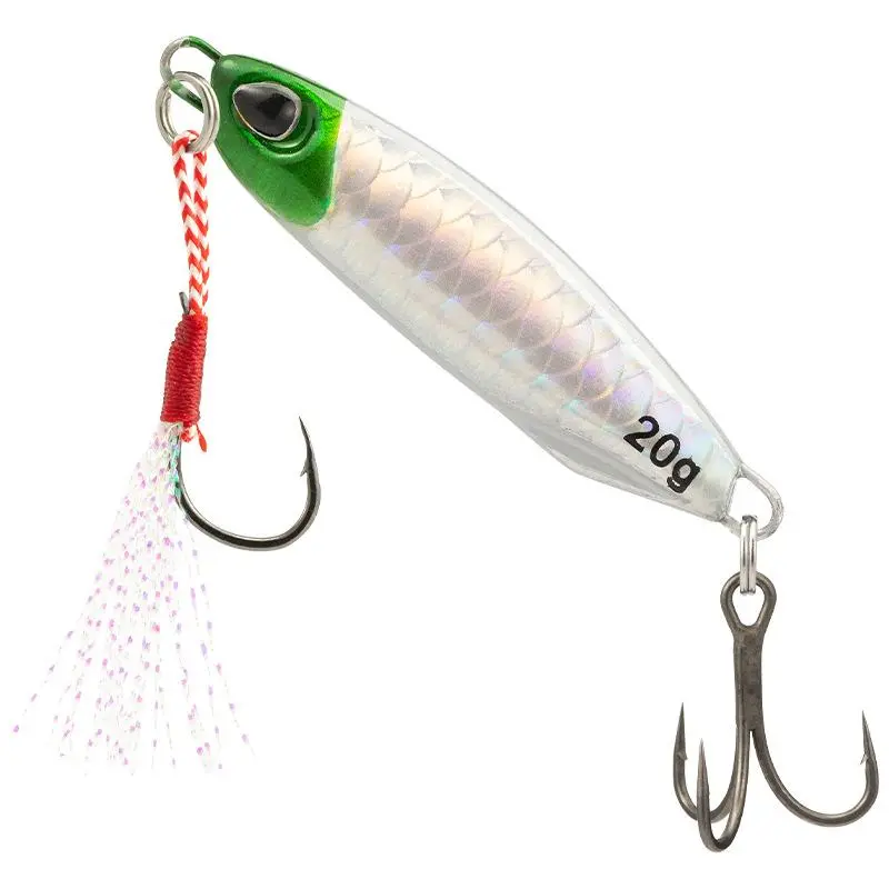 2Pcs Metal Casting Jig - High-Flash Sinking Lure with Double Assist Hooks for Saltwater, Striper & Mackerel