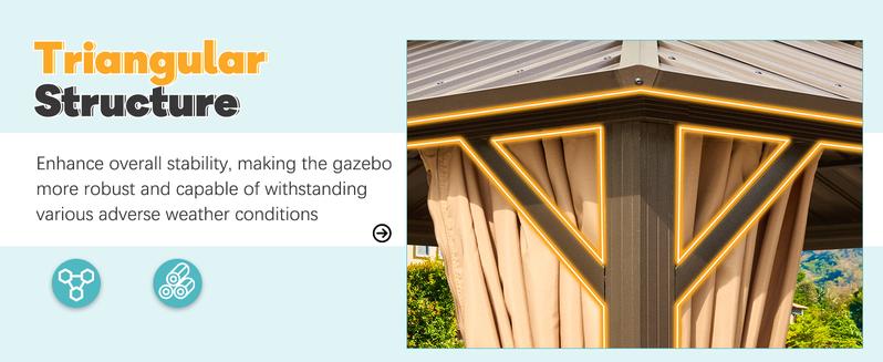 EROMMY Hardtop Gazebo with Galvanized Steel Roof, Double Metal Roof Gazebo with Aluminum Frame, Outdoor Gazebo with Curtains and Nettings, Canopy and Sunshade for Patio, Lawns, Backyard,Outdoor Furniture on Clearence