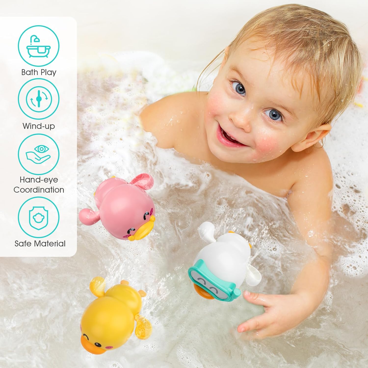 2 Pack Swimming Baby Bath Toys, Water Pool Floating Wind Up Toys