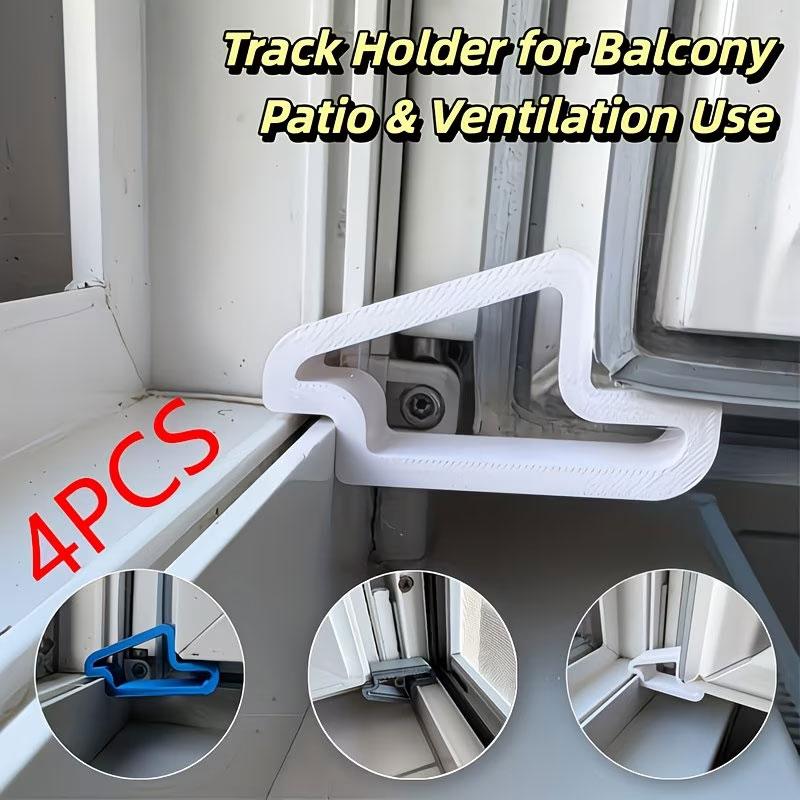 4 pieces of window and door panels | Solid plastic anti-collision buffer strips and track locks set, used for balcony partitions, ventilation and privacy protection | Easy to install, suitable for terrace doors, essential items for bedrooms | Family safet