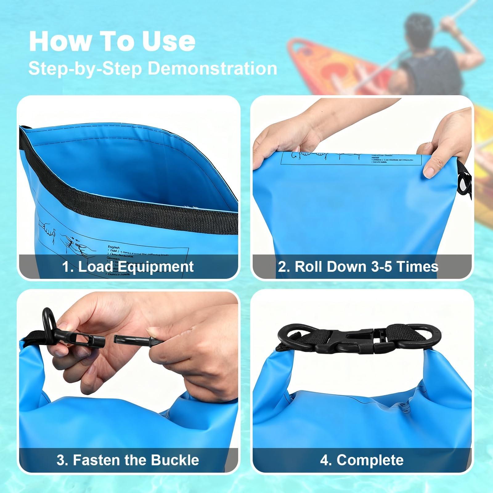 Waterproof Dry Bag 20L, Roll Top Dry Storage Backpack for Kayaking & Boating, Boating Accessory, Lightweight Submersible Sack for Swimming Beach Camping