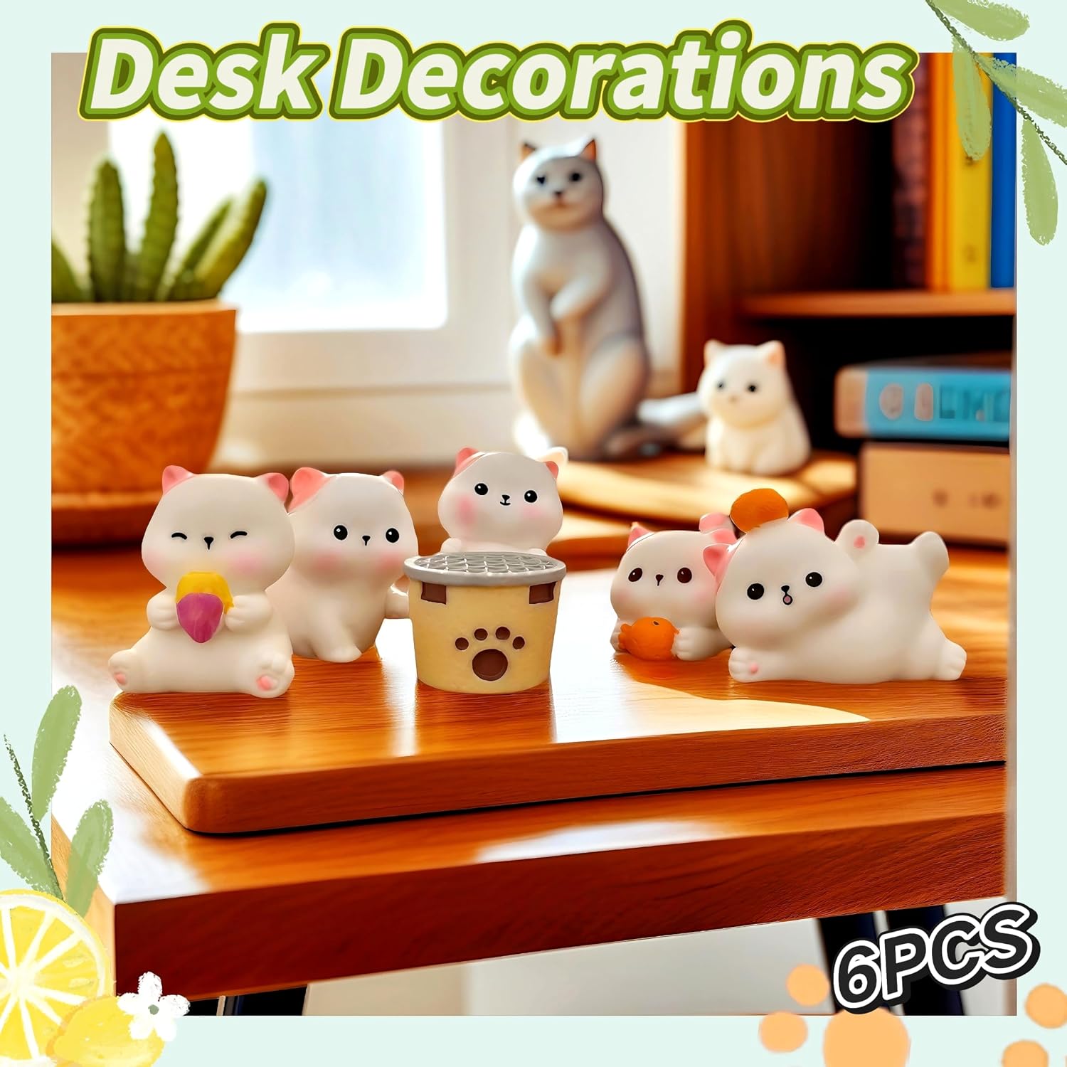 6 count Miniature  Figurines Mini  Cats, Miniature Cats Figures Cute   Figurines for Outdoor Statues Desk Decor  Fairy Garden Landscape    Figurine