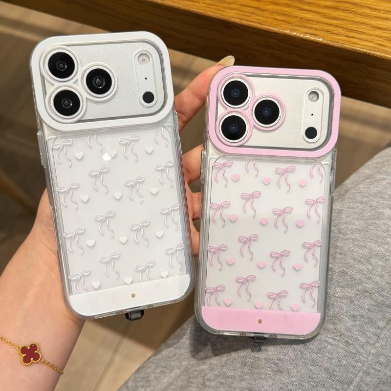 Bow LED Glow Phone Case, Cartoon Hollow Out Design, Romantic Heart Style, Compatible with iPhone X/XR/XS MAX/11/12/13/14/15/16/17 Pro/Plus/Pro Max