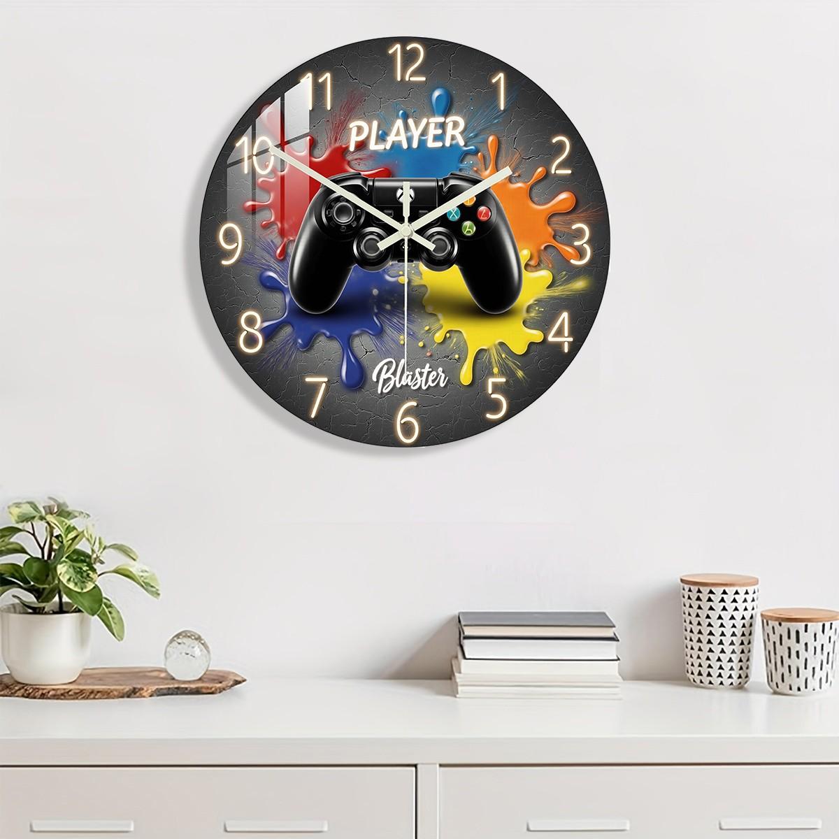 Game Controller Theme Acrylic Wall Clock, Silent Movement, Home Decor, Gaming Room, Perfect Gift for Gamers, Birthday, Halloween, Easter, Christmas
