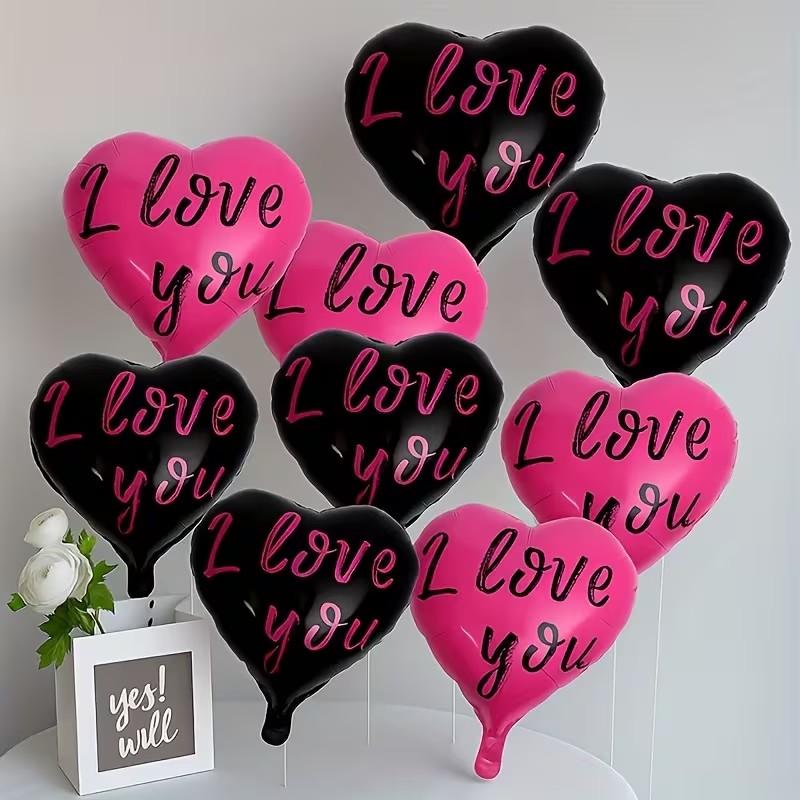 5pcs 18 Inch Rose Aluminum Heart Decorations, Perfect for Proposals, Weddings, Anniversaries, Romantic Scene Setup