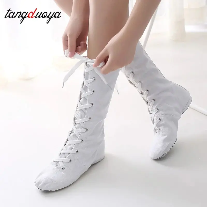 High Top Pole Dance Shoes Women Ballet Boots Jazz Shoes Kids Stage Show Footwear Modern Jazz Boots Men Split SoleModernDanceShoe