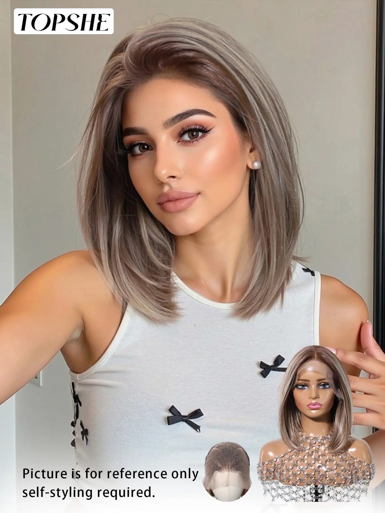 12 Inch Short Straight Wigs for Women, Gorgeous Fluffy Fashion Wigs without Bangs, Synthetic Lace Front Wigs for Party, Daily Use, Daily Wear Wig, Bob Cut Wig, Bob Hair Wig