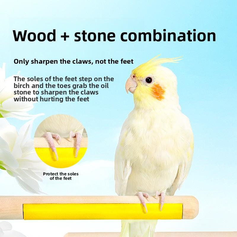 Parrot Double Sided Claw Grinding Stick Sanding Perch Stand Chewing Toy for Small Birds