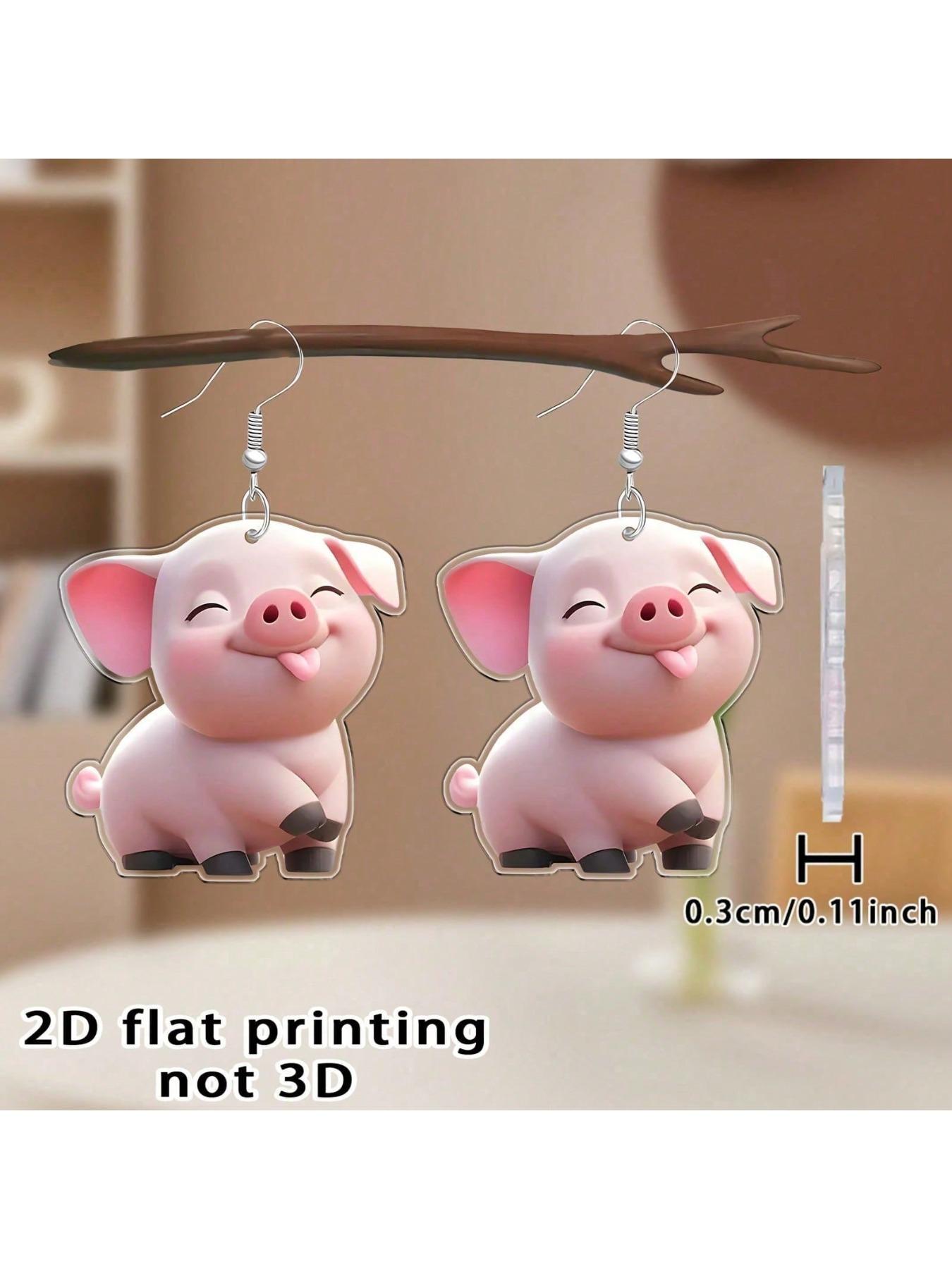 classic acrylic earrings -1 pair, cute pink pig design, elegant animal themed accessory, suitable for Christmas, Thanksgiving, birthdays, anniversaries, Mother's Day gifts, unique earrings