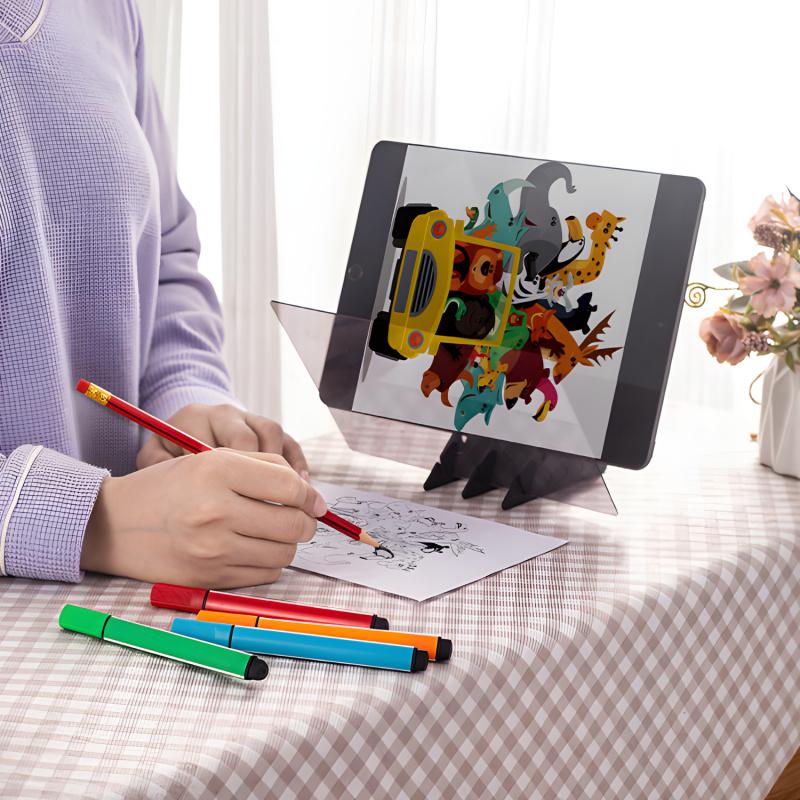 Lightweight And Portable Optical Drawing Tracing Pad Optical Projector Painting Copy Board Mirror Reflection Projection Tracing Plate Board Comic Tracer Art Stencil Tool with Phone/Pad Xmas Gift for,Students,Sketching,Painting Art Drawing Supplies