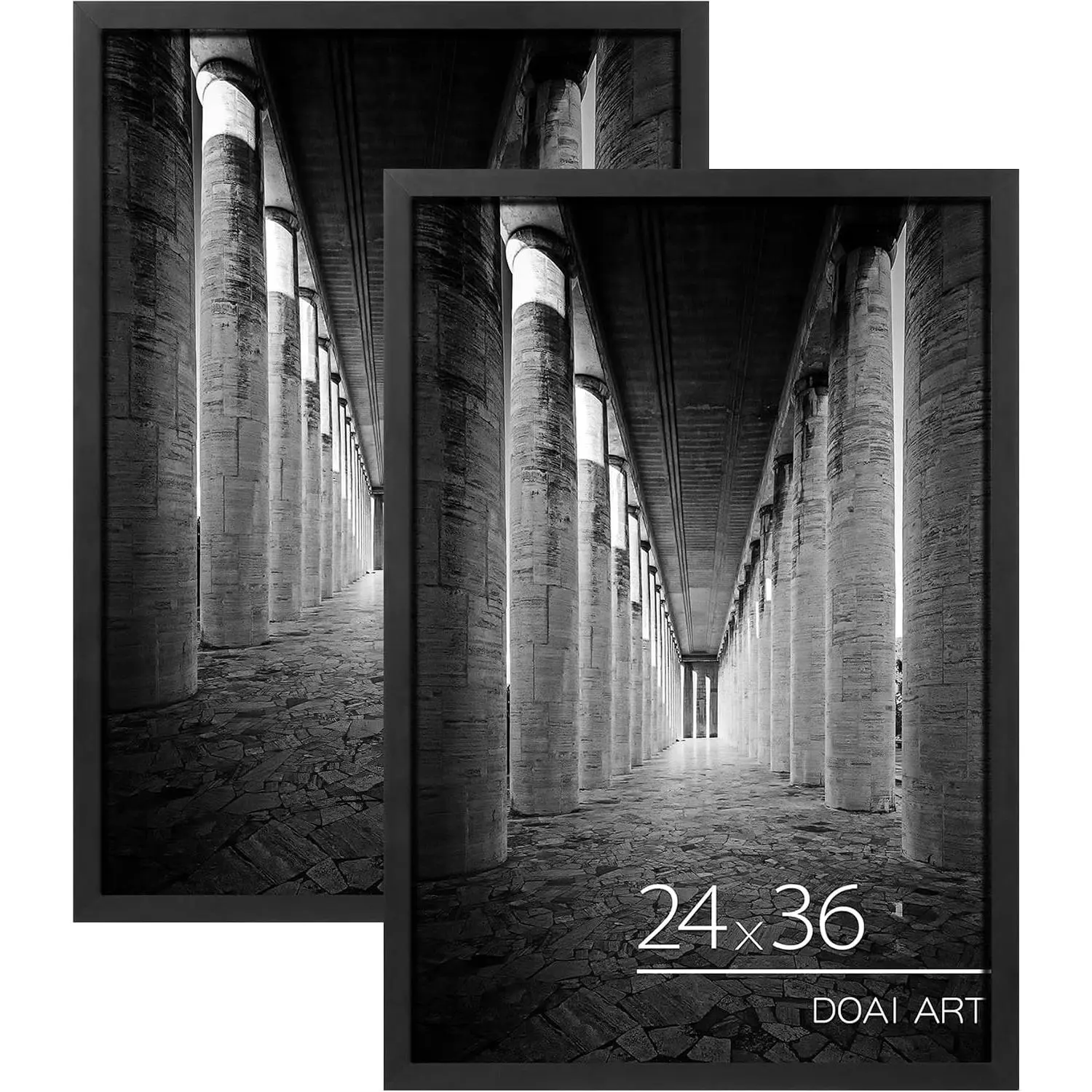 24x36 Poster Frame Black 2 Pack, 24 x 36 inch Picture Frames with HD Plexiglass for Horizontal or Vertical Wall Mounting, Durable Scratch-proof Safe