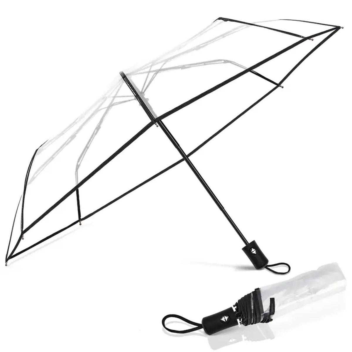 Automatic Transparent Umbrella, Durable Compact Design, Portable Lightweight Travel Accessory, Ideal for Daily Use