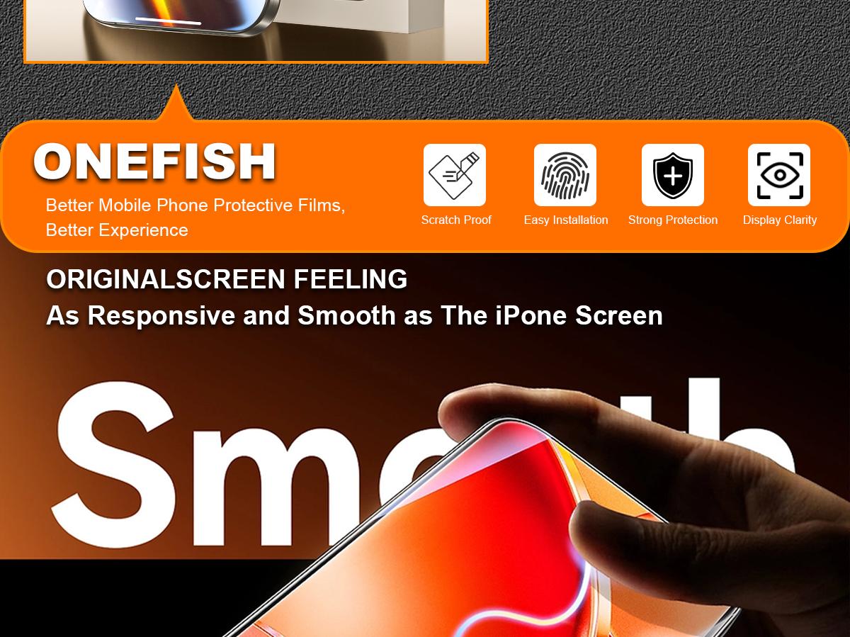 One Fish High-End Privacy Screen Protector Tempered Glass, For Samsung, iPhone, Anti-Snooping Screen Protection,Crystal Clear Easy Installation.
