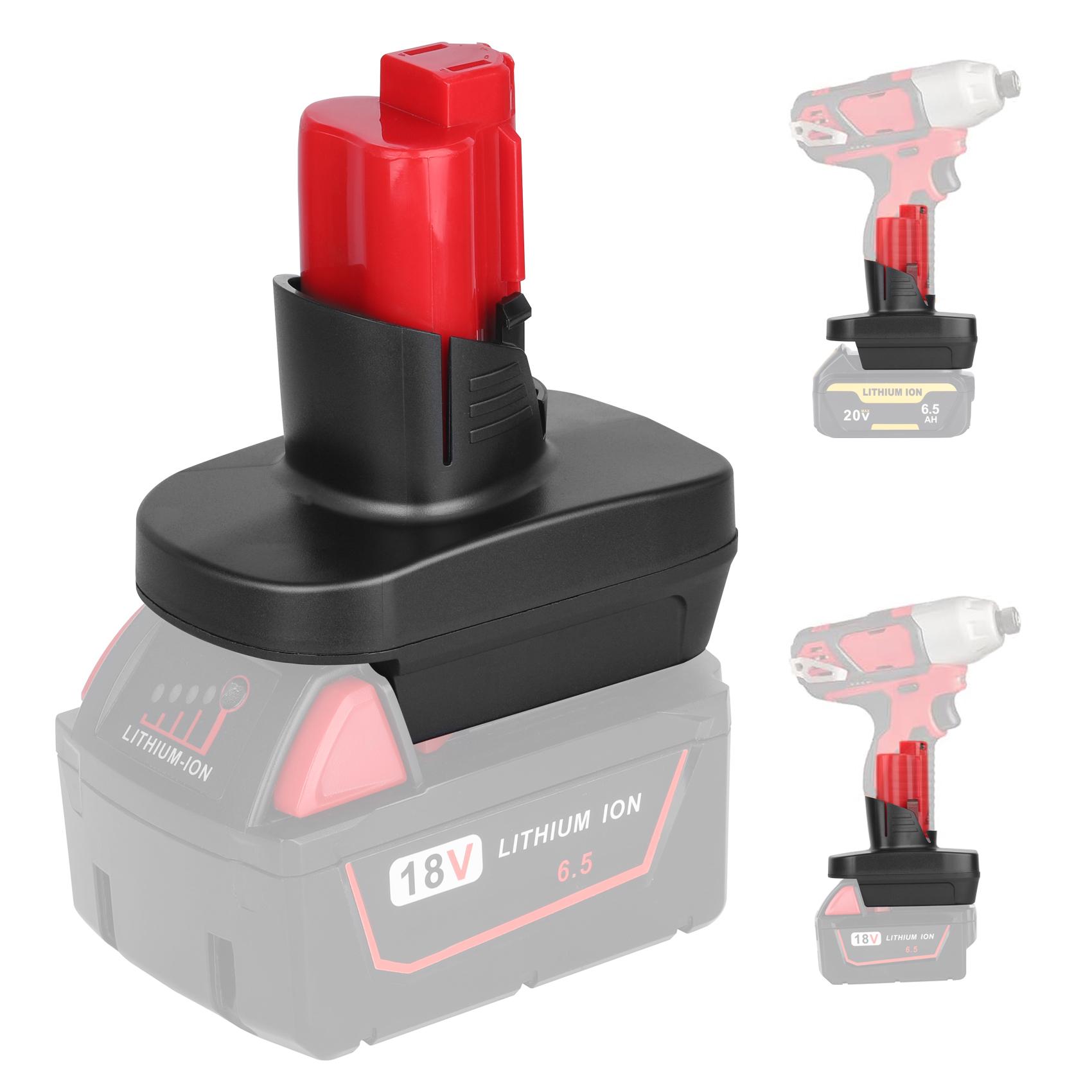 KUNLUN Adapter for DeWalt 20V Battery & for Milwaukee ∧∧-18 18V Battery Convert for ∧∧-18 to for ∧∧-12 Battery for Milwaukee ∧∧-12 Battery Compatible with Milwaukee ∧∧-12 12V Cordless Power Tools Use (Adapter Only)