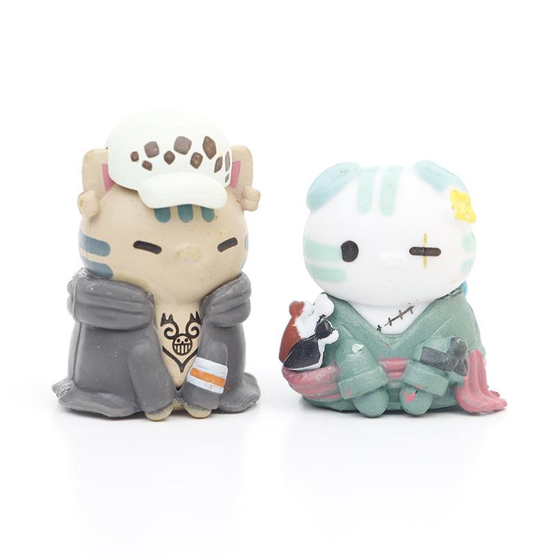 8Pcs/Set One Piece Cat Cos Tony Tony Chopper Portgas·D· Ace Trafalgar Law Cake Decoration PVC Model Figure Toys