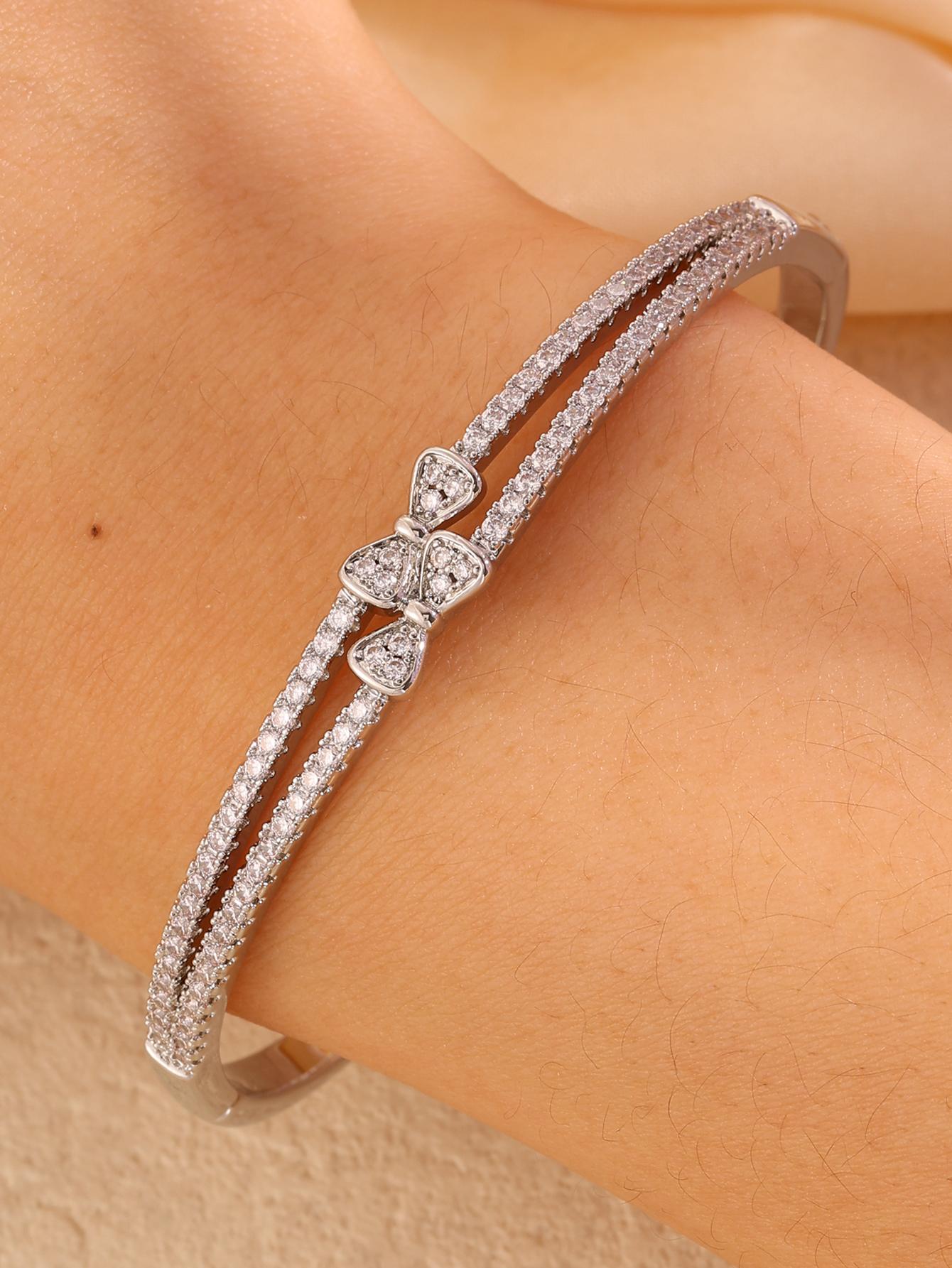 Fashion Knot Cubic Zirconia Bracelet for Women, Elegant Daily Wear Jewelry, Perfect Gift for Her, All Seasons Accessory