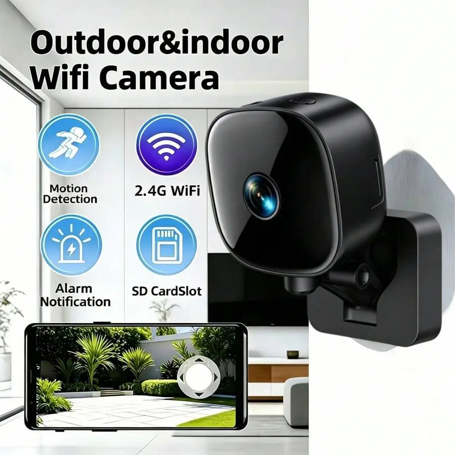 1Pcs Indoor Camera Home, 1080P HD WiFi Mini Pet Baby Camera With Night Vision & Motion Detection, Smart Nanny Monitor Camera Room Office Dog, Phone App Live View, TF Card Storage Camera