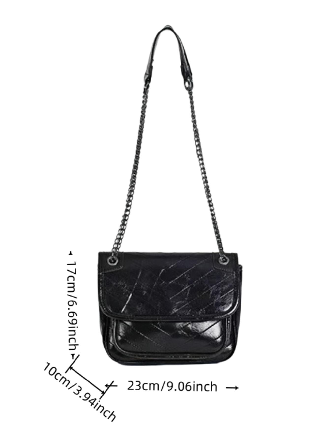 Korean Style Soft Leather Crossbody Bag, Rhombus Chain Design, Versatile Shoulder Bag for Daily Use, Elegant Small Backpack