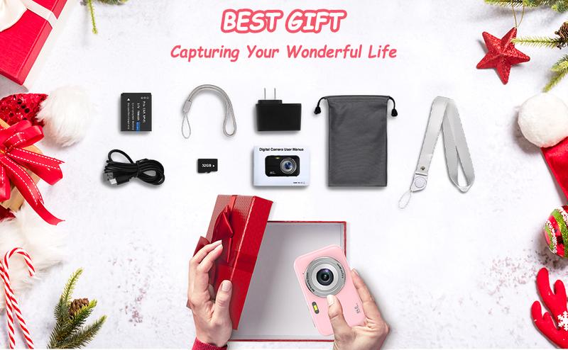 2026 New Arrival | Compact Digital Camera - Vintage & Retro Pocket Sized Portable  Point & Shoot Camera with Neck Lanyard | 32GB SD Card | Anti-Shake | 16X Digital Zoom | Perfect Christmas Birthday Gift【Sakura Pink】