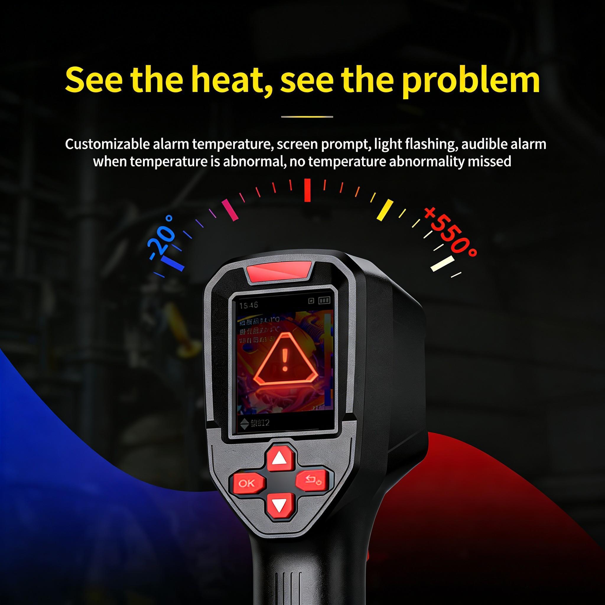 Handheld Thermal Camera, 320 X 240 Tisr Resolution, 24h Battery Life, 25 Hz Infrared Camera, Temperature Alarm, -4°f to 842°f