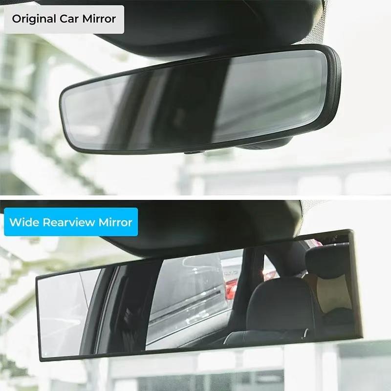 Universal 11.81 Inch Panoramic Convex Real View Mirror for Car SUV Trucks Reversible Passengers High-Quality Glass Anti-Fall Design Easy Install Rearview Mirror