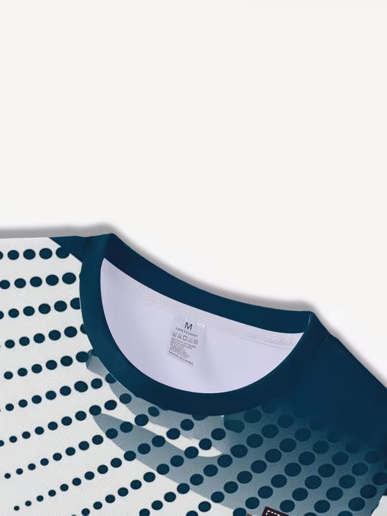 Men's Casual Sporty Top, Polyester Fabric, Regular Fit, Fashionable Round Neck, Easy Care, Stylish Versatile Men's T-Shirt New Arrival