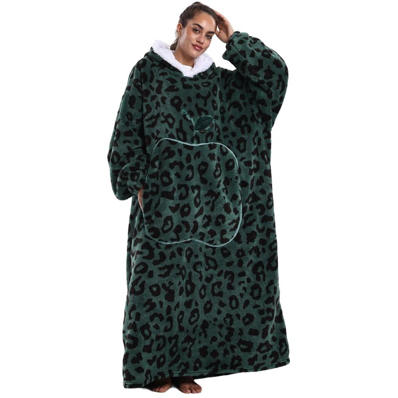 Msrlassn Plus Size Wearable Hoodie Blanket for Women Men, Oversized Hoodie Blanket Cozy Warm Flannel Sweatshirt with Big Pocket, Loungewear Womenswear Hooded Blanket as Gifts for Mom Girlfriend