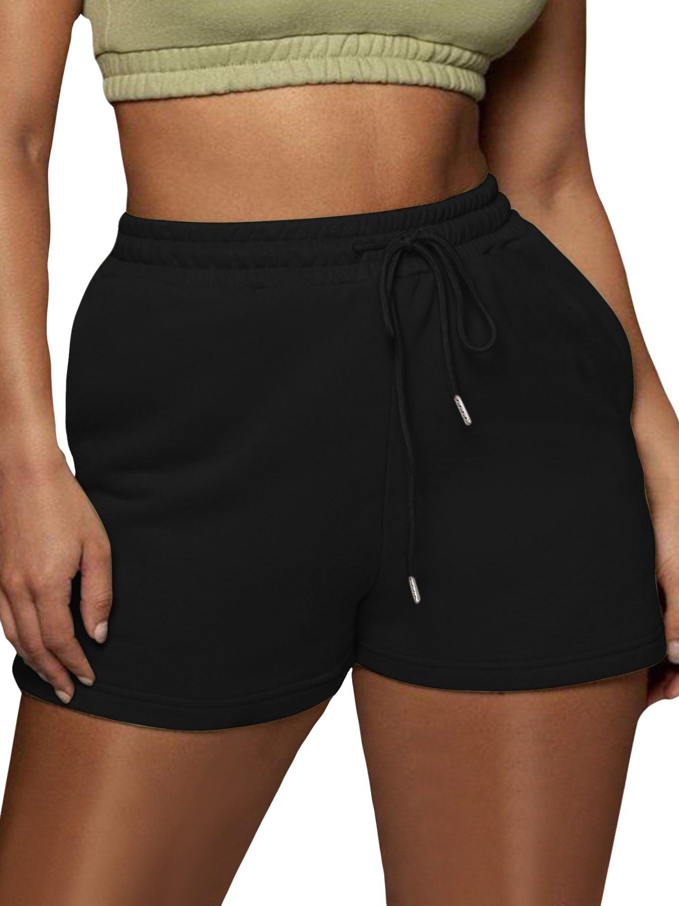 【Plus Size】 Solid Drawstring Waist Shorts, Casual Comfy Breathable Minimalist Shorts for Daily Outdoor Wear, Women's Bottoms for Summer, Athleisure Casual Shorts