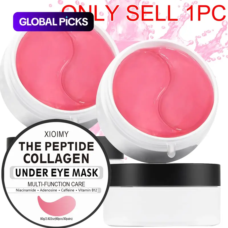 60pcs Peptide Collagen with Retinol & Caffeine, Caffeinated, Deep Moisturizing, Hydrating, Soothing & Firming High-Hydration Eye Care Treatment Hydrating Eye Patches