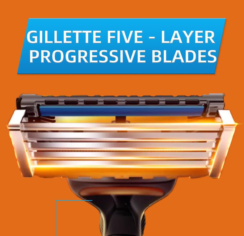 Gillette Fusion5 Razor Blades (8 Heads), Five-Layer Blades for Men, Daily Shaving, Home & Travel, Replacement Pack