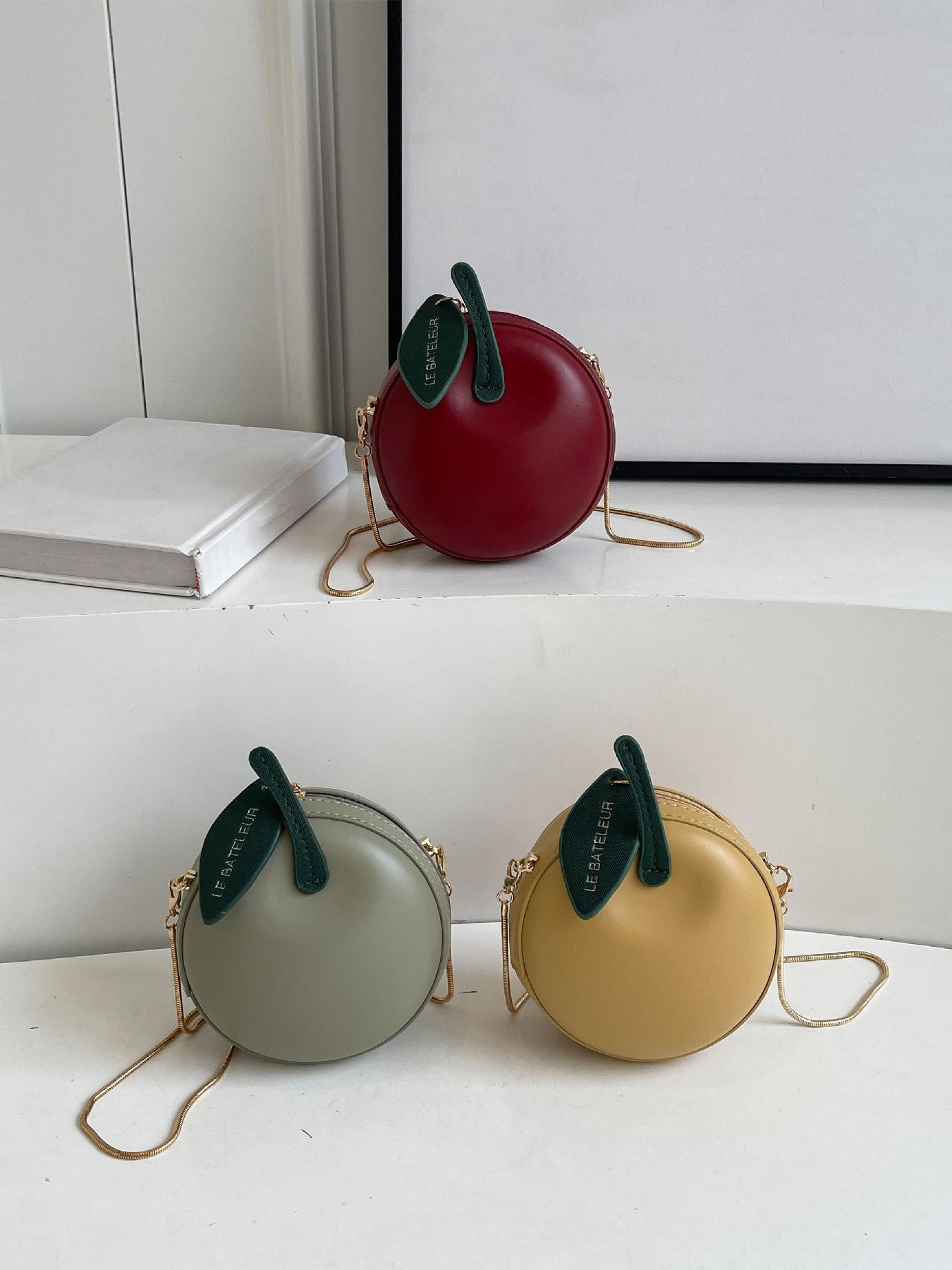 Elegant Apple-Shape Letter Design Bag, Stylish Shoulder Crossbody Purse, Perfect for Daily Use, Dates, Gatherings