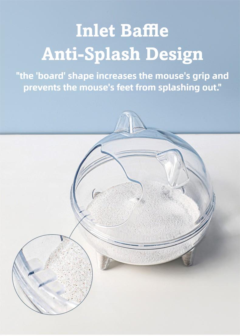 Small Pet Bathhouse - Transparent, Splash-Proof Bathing Container for Hamsters, Syrian Hamsters, Chinchillas, and Other Small Animals (Includes Bath Sand)