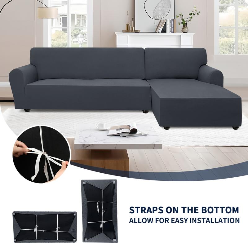 PureFit Stretch Sectional Couch Covers - 2 pcs Spandex Non-Slip Cover for L-Shaped Sectional Sofas Soft and Comfortable for Kids & Pets Machine Washable, Living Room